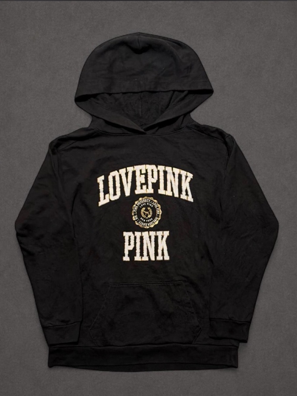 Victoria’s Secret PINK Black LOVEPINK Hoodie Graphic Sweatshirt Small